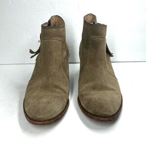 Madewell Suede Leather Booties Zip Side Closure Size 9 heeled 2.3" Tan